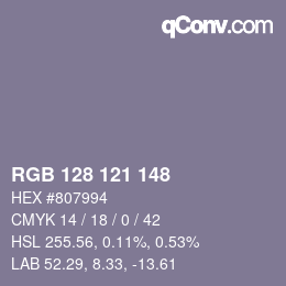 Color code: RGB 128 121 148 | qconv.com