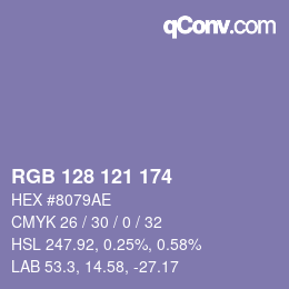 Color code: RGB 128 121 174 | qconv.com