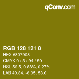 Color code: RGB 128 121 8 | qconv.com
