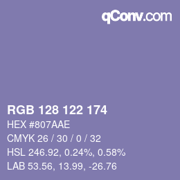 Código de color: RGB 128 122 174 | qconv.com