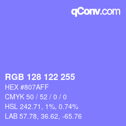 Color code: RGB 128 122 255 | qconv.com