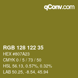 カラーコード: RGB 128 122 35 | qconv.com