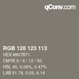 Código de color: RGB 128 123 113 | qconv.com