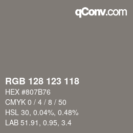カラーコード: RGB 128 123 118 | qconv.com