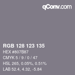 Color code: RGB 128 123 135 | qconv.com