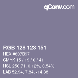 Color code: RGB 128 123 151 | qconv.com