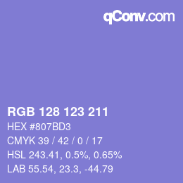 Código de color: RGB 128 123 211 | qconv.com