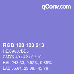 カラーコード: RGB 128 123 213 | qconv.com