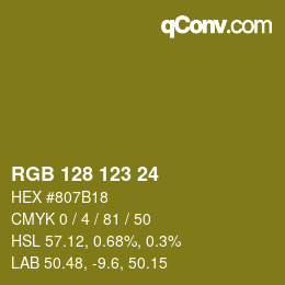 カラーコード: RGB 128 123 24 | qconv.com