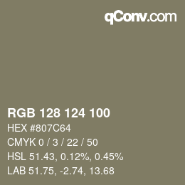 カラーコード: RGB 128 124 100 | qconv.com