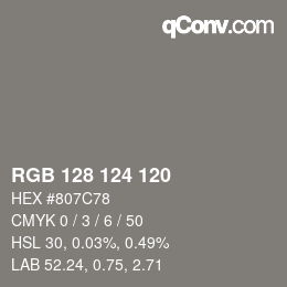 カラーコード: RGB 128 124 120 | qconv.com