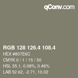 カラーコード: RGB 128 126.4 108.4 | qconv.com