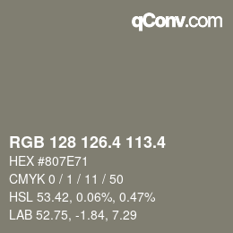 カラーコード: RGB 128 126.4 113.4 | qconv.com