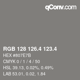 カラーコード: RGB 128 126.4 123.4 | qconv.com
