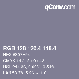 カラーコード: RGB 128 126.4 148.4 | qconv.com