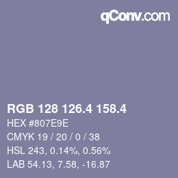カラーコード: RGB 128 126.4 158.4 | qconv.com