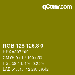 カラーコード: RGB 128 126.8 0 | qconv.com
