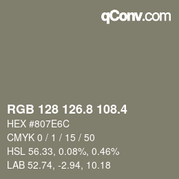 カラーコード: RGB 128 126.8 108.4 | qconv.com