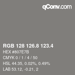 カラーコード: RGB 128 126.8 123.4 | qconv.com