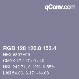 カラーコード: RGB 128 126.8 153.4 | qconv.com