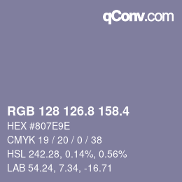 カラーコード: RGB 128 126.8 158.4 | qconv.com