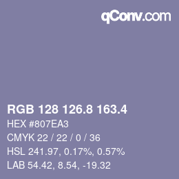 カラーコード: RGB 128 126.8 163.4 | qconv.com