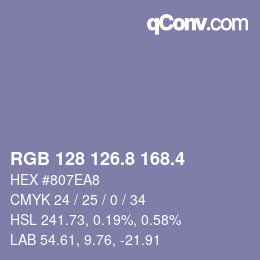 カラーコード: RGB 128 126.8 168.4 | qconv.com