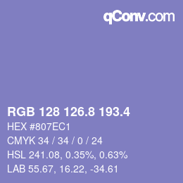 カラーコード: RGB 128 126.8 193.4 | qconv.com
