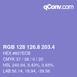 カラーコード: RGB 128 126.8 203.4 | qconv.com