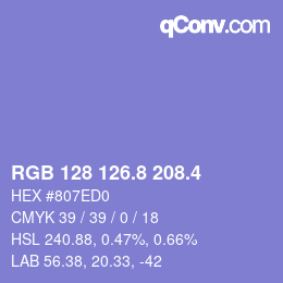 カラーコード: RGB 128 126.8 208.4 | qconv.com