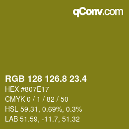 カラーコード: RGB 128 126.8 23.4 | qconv.com