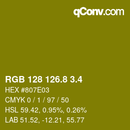カラーコード: RGB 128 126.8 3.4 | qconv.com