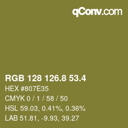 カラーコード: RGB 128 126.8 53.4 | qconv.com