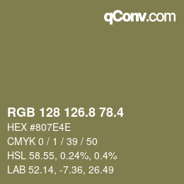 カラーコード: RGB 128 126.8 78.4 | qconv.com