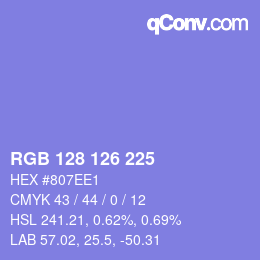 カラーコード: RGB 128 126 225 | qconv.com