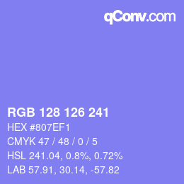 Color code: RGB 128 126 241 | qconv.com
