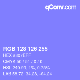 Color code: RGB 128 126 255 | qconv.com