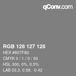 颜色代码: RGB 128 127 128 | qconv.com