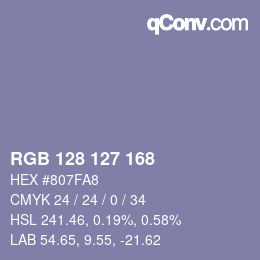 Color code: RGB 128 127 168 | qconv.com