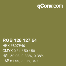 Farbcode: RGB 128 127 64 | qconv.com