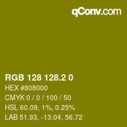 カラーコード: RGB 128 128.2 0 | qconv.com