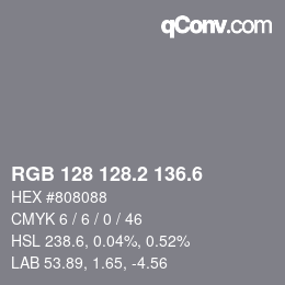 カラーコード: RGB 128 128.2 136.6 | qconv.com