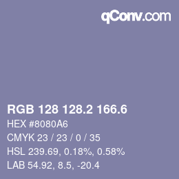 カラーコード: RGB 128 128.2 166.6 | qconv.com