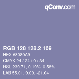 カラーコード: RGB 128 128.2 169 | qconv.com