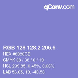 カラーコード: RGB 128 128.2 206.6 | qconv.com