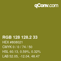 カラーコード: RGB 128 128.2 33 | qconv.com