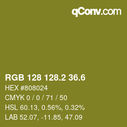 カラーコード: RGB 128 128.2 36.6 | qconv.com
