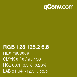 カラーコード: RGB 128 128.2 6.6 | qconv.com