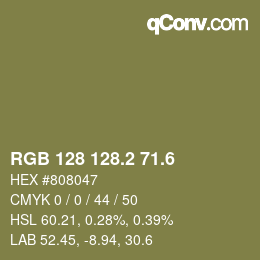 カラーコード: RGB 128 128.2 71.6 | qconv.com