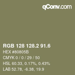カラーコード: RGB 128 128.2 91.6 | qconv.com